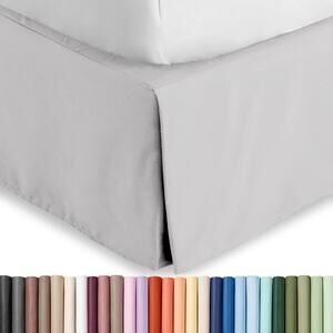 New Bare Home Queen Bed Skirt 15" Drop Light Grey 1800 Ultra-Soft